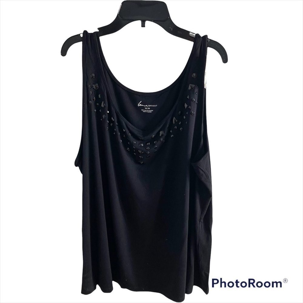 Lane Bryant Tank Top NWT 14 16 Women’s Beaded Neckline Black